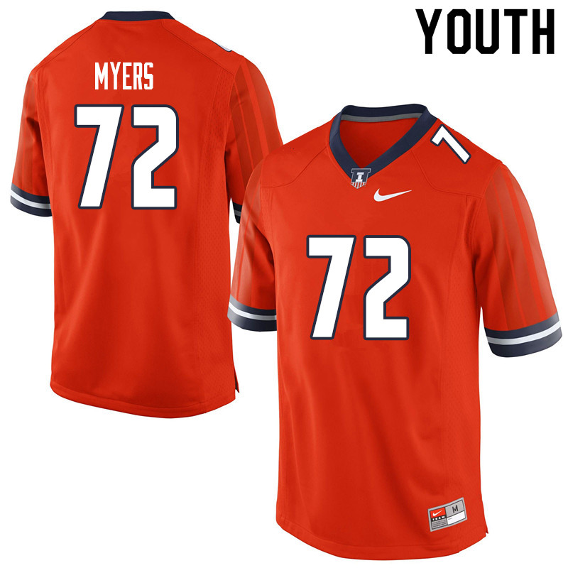 Youth #72 Kievan Myers Illinois Fighting Illini College Football Jerseys Sale-Orange